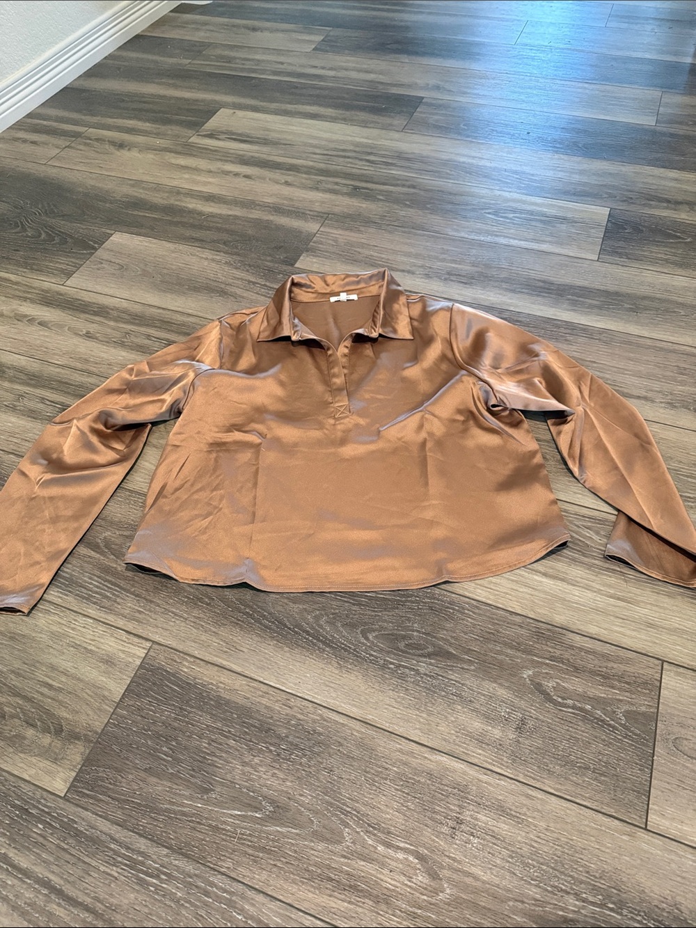 Pleione Satin Top in Copper Brown